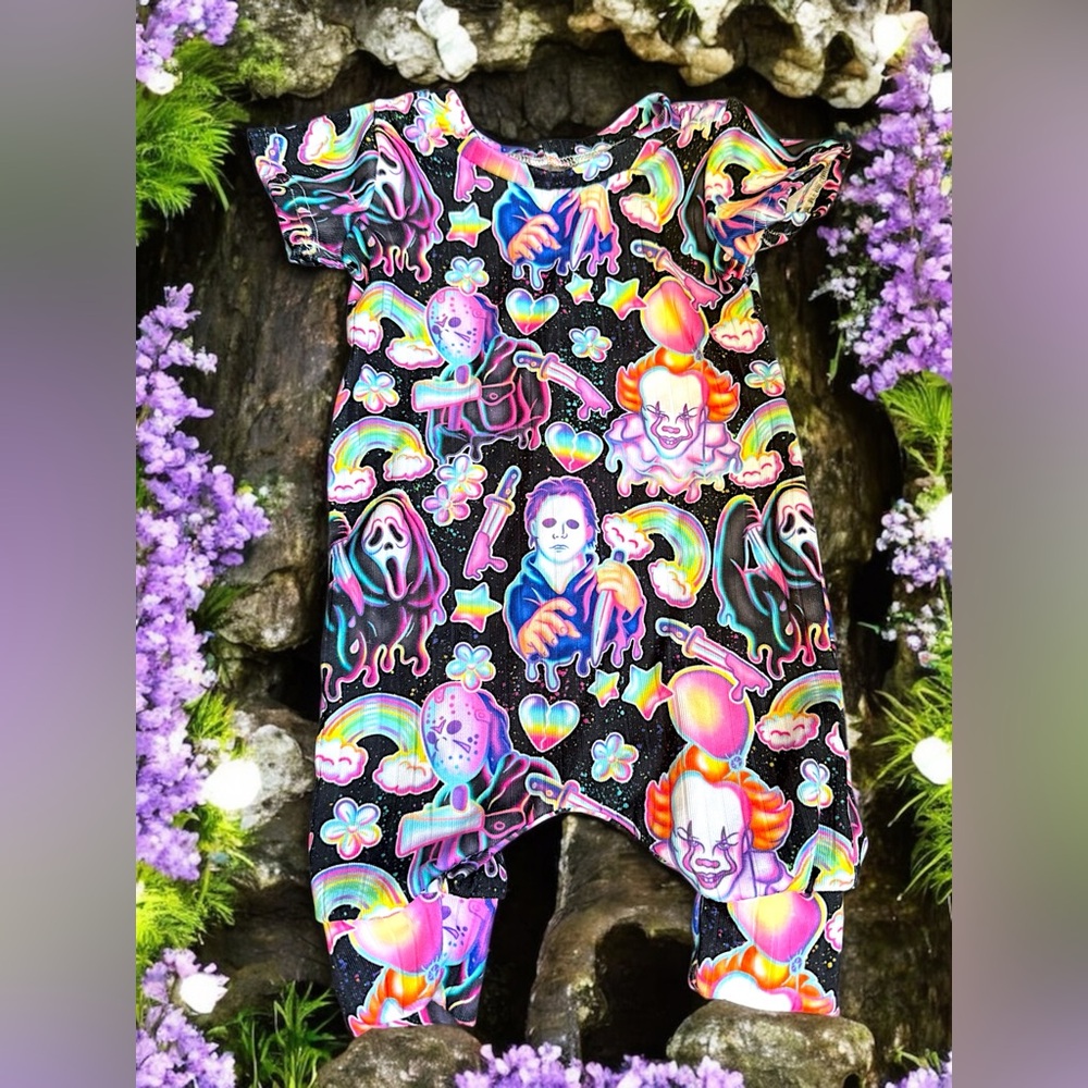 🖤🌈✨ Boutique Horror Guys Romper ✨🌈🖤 Newborn-3months